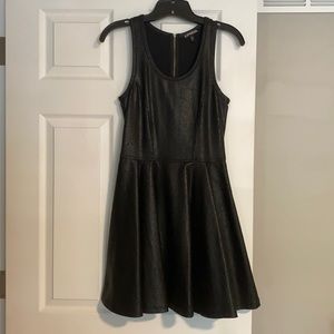 Express Faux Leather Look Black Skater Dress